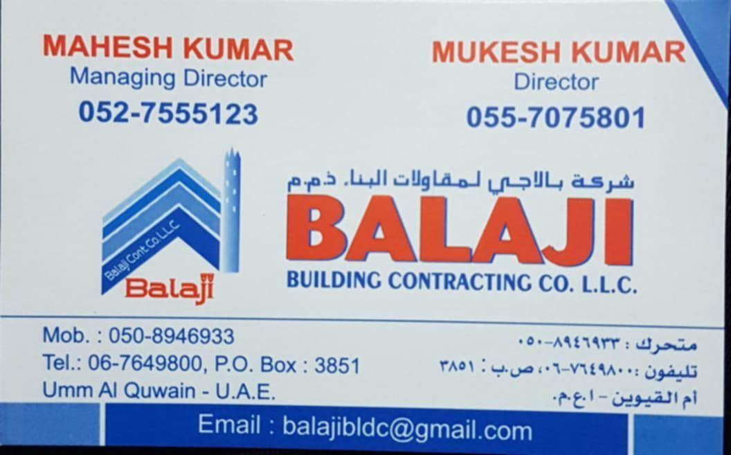 BALAJI Building Contracting Company L.L.C. Dubai